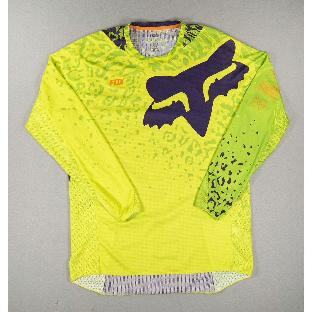Fox Racing Mens 360 Motocross Jersey Leopard Print Neon Yellow Purple Size M